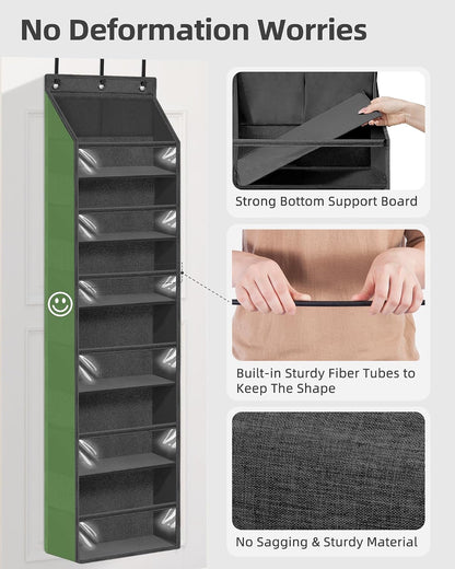 Over the Door Organizer 6-Shelf Closet Hanging Storage with 14 Mesh Pockets, 66lbs Capacity Clear Deep Pockets Behind Door Storage for Nursery, Bathroom, Bedroom, 1 Pack Oat Beige