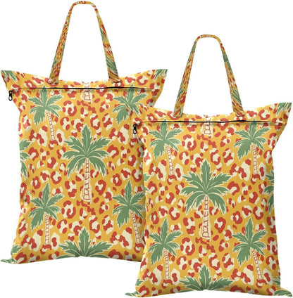 Palms Leopard Waterproof Travel Laundry Bag Reusable 2 Count