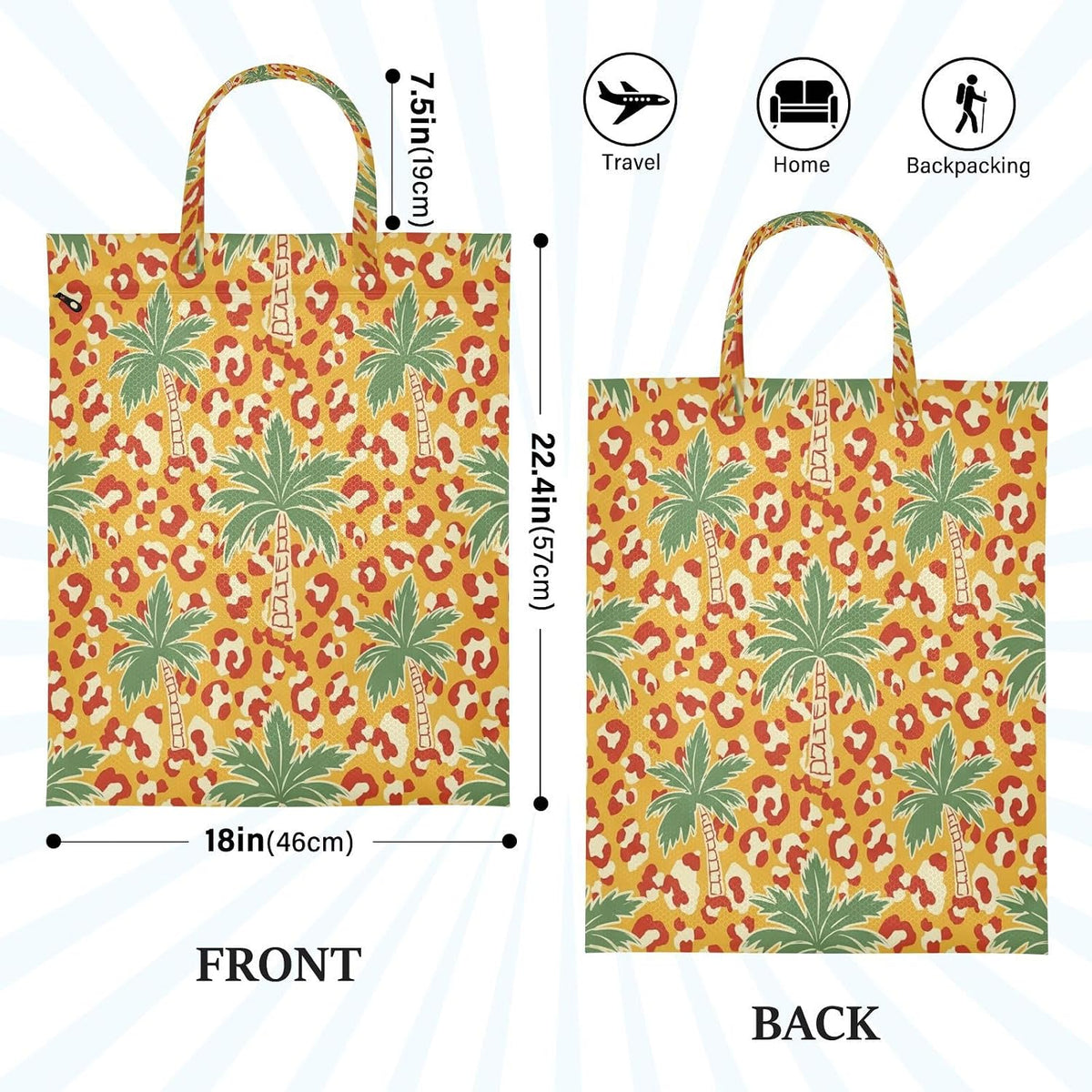 Palms Leopard Waterproof Travel Laundry Bag Reusable 2 Count
