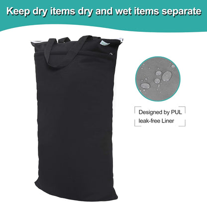 Large Reusable Hanging Wet Dry Cloth Diaper Bag (Black)