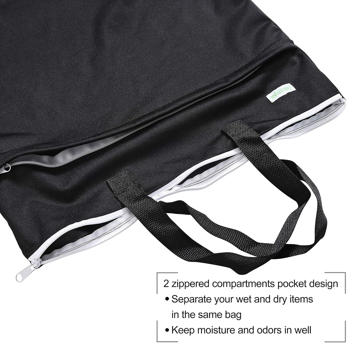 Large Reusable Hanging Wet Dry Cloth Diaper Bag (Black)