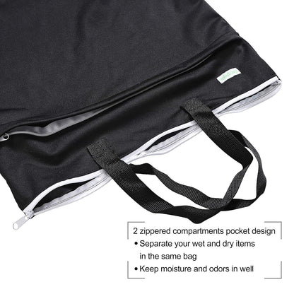 Large Reusable Hanging Wet Dry Cloth Diaper Bag (Black)