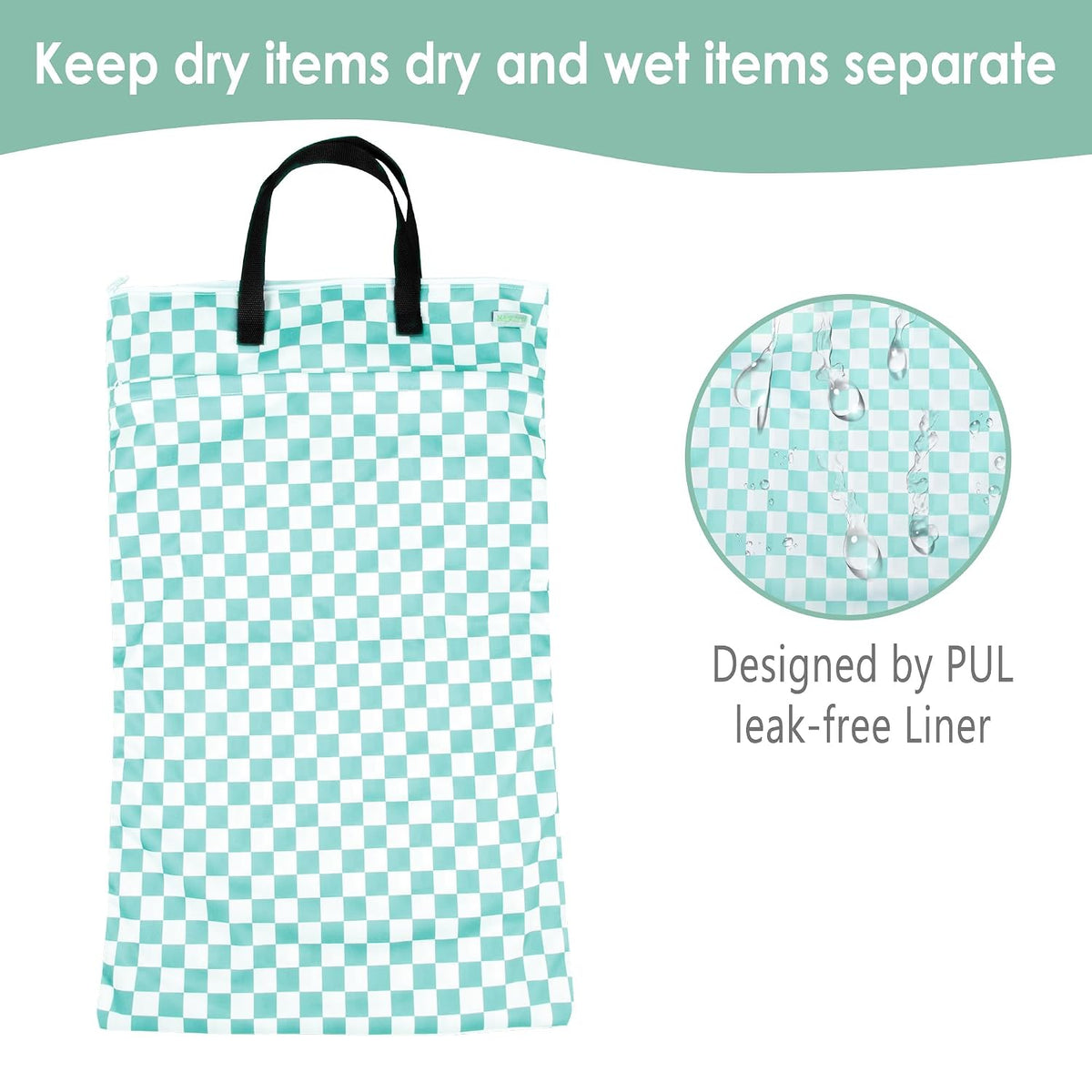 Large Reusable Hanging Wet Dry Cloth Diaper Bag (Black)