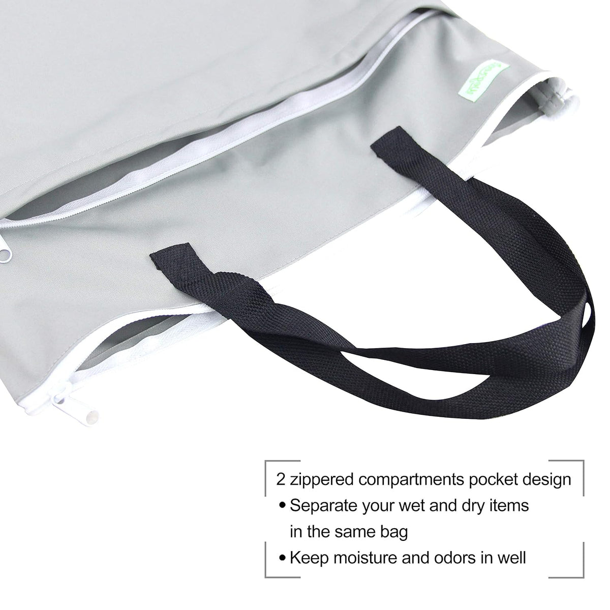 Large Reusable Hanging Wet Dry Cloth Diaper Bag (Black)
