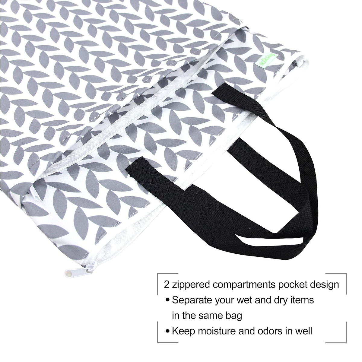 Large Reusable Hanging Wet Dry Cloth Diaper Bag (Black)
