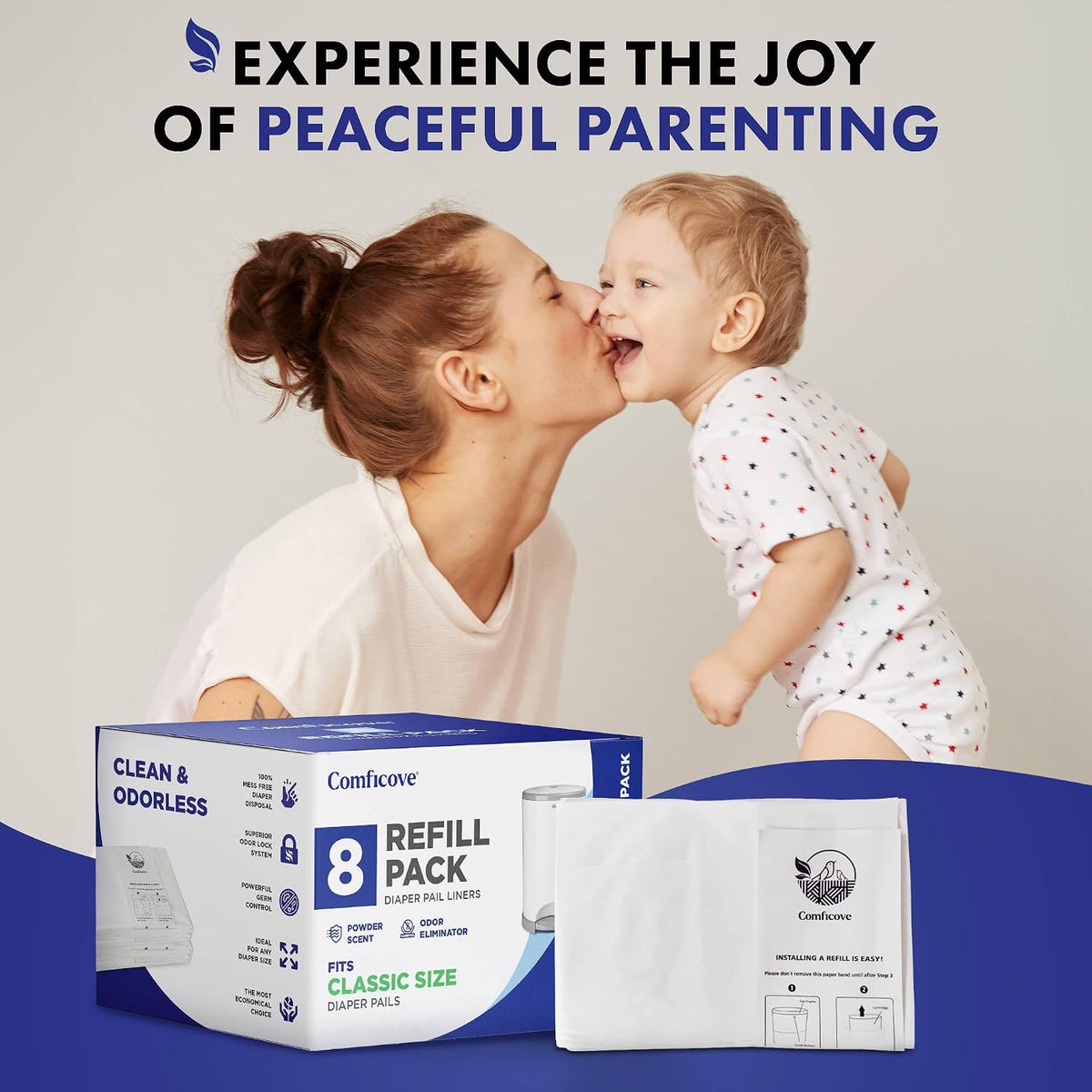 Refills Compatible with DEKOR CLASSIC Diaper Pails | 8 Pack | Extra Thick Diaper Pail Refill Liners | Fresh Scent | Easy to Replace and Dispose of Diaper Bag | Odorless Baby Diapers Disposal