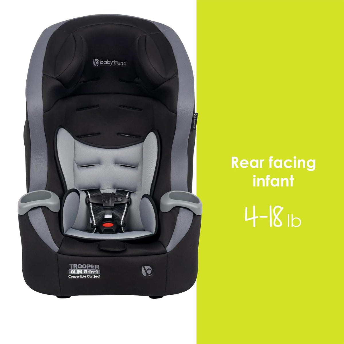 Trooper™ Slim 3-in-1 Convertible Car Seat, Dash Black – Slim Fit, 3-in-1 Growth Modes, Lightweight Design, Adjustable Comfort Padding