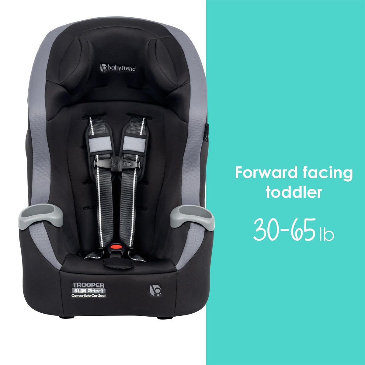 Trooper™ Slim 3-in-1 Convertible Car Seat, Dash Black – Slim Fit, 3-in-1 Growth Modes, Lightweight Design, Adjustable Comfort Padding
