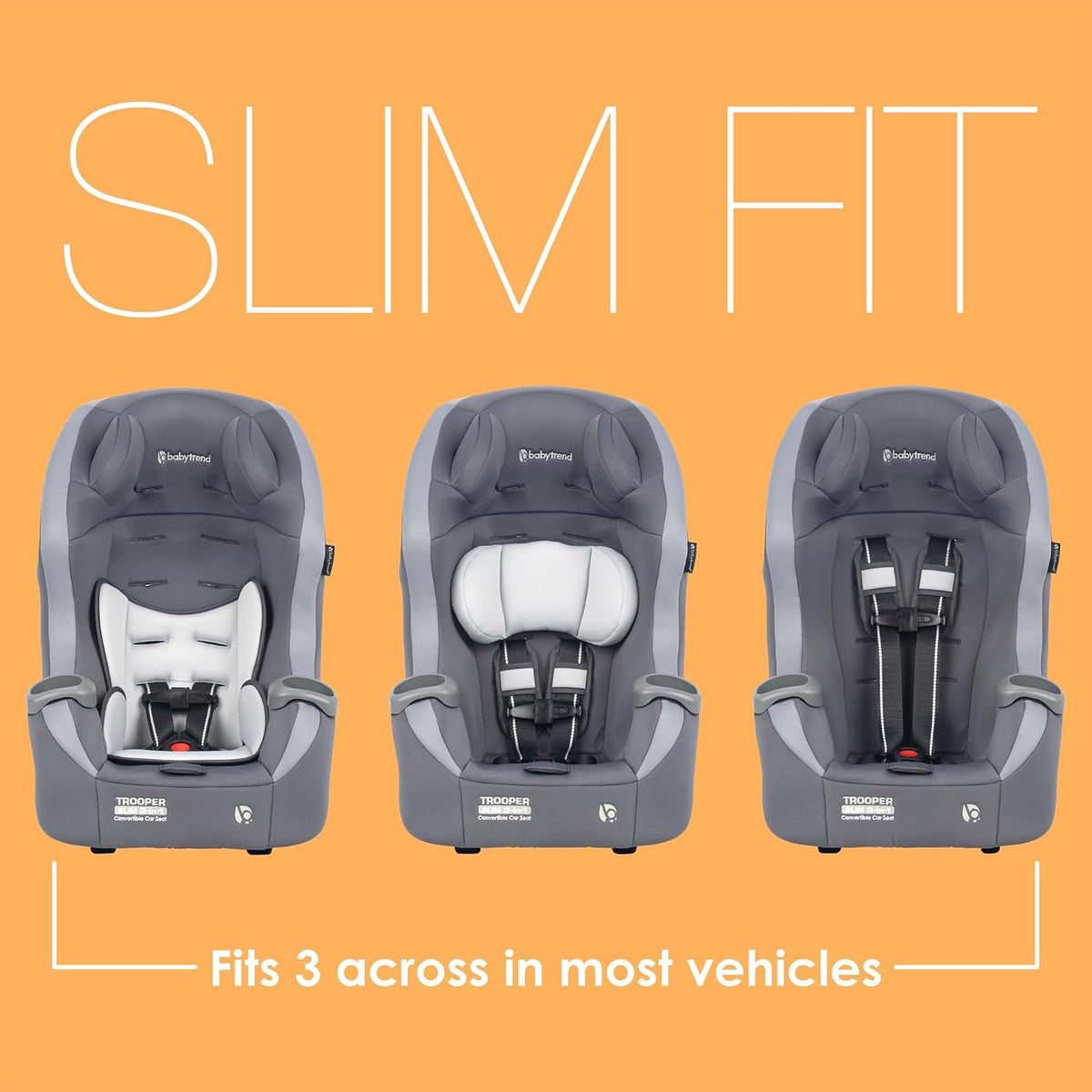 Trooper™ Slim 3-in-1 Convertible Car Seat, Dash Black – Slim Fit, 3-in-1 Growth Modes, Lightweight Design, Adjustable Comfort Padding
