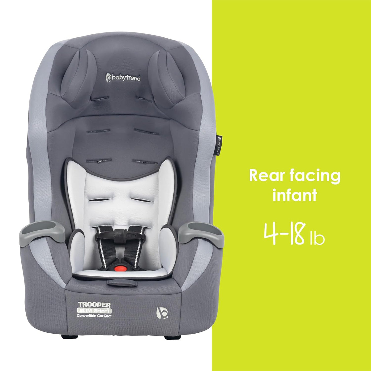 Trooper™ Slim 3-in-1 Convertible Car Seat, Dash Black – Slim Fit, 3-in-1 Growth Modes, Lightweight Design, Adjustable Comfort Padding