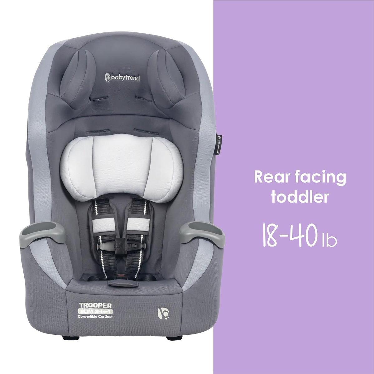 Trooper™ Slim 3-in-1 Convertible Car Seat, Dash Black – Slim Fit, 3-in-1 Growth Modes, Lightweight Design, Adjustable Comfort Padding