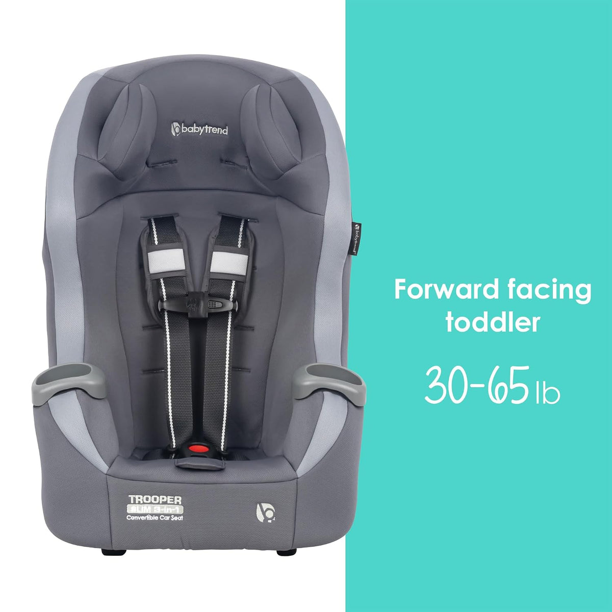 Trooper™ Slim 3-in-1 Convertible Car Seat, Dash Black – Slim Fit, 3-in-1 Growth Modes, Lightweight Design, Adjustable Comfort Padding
