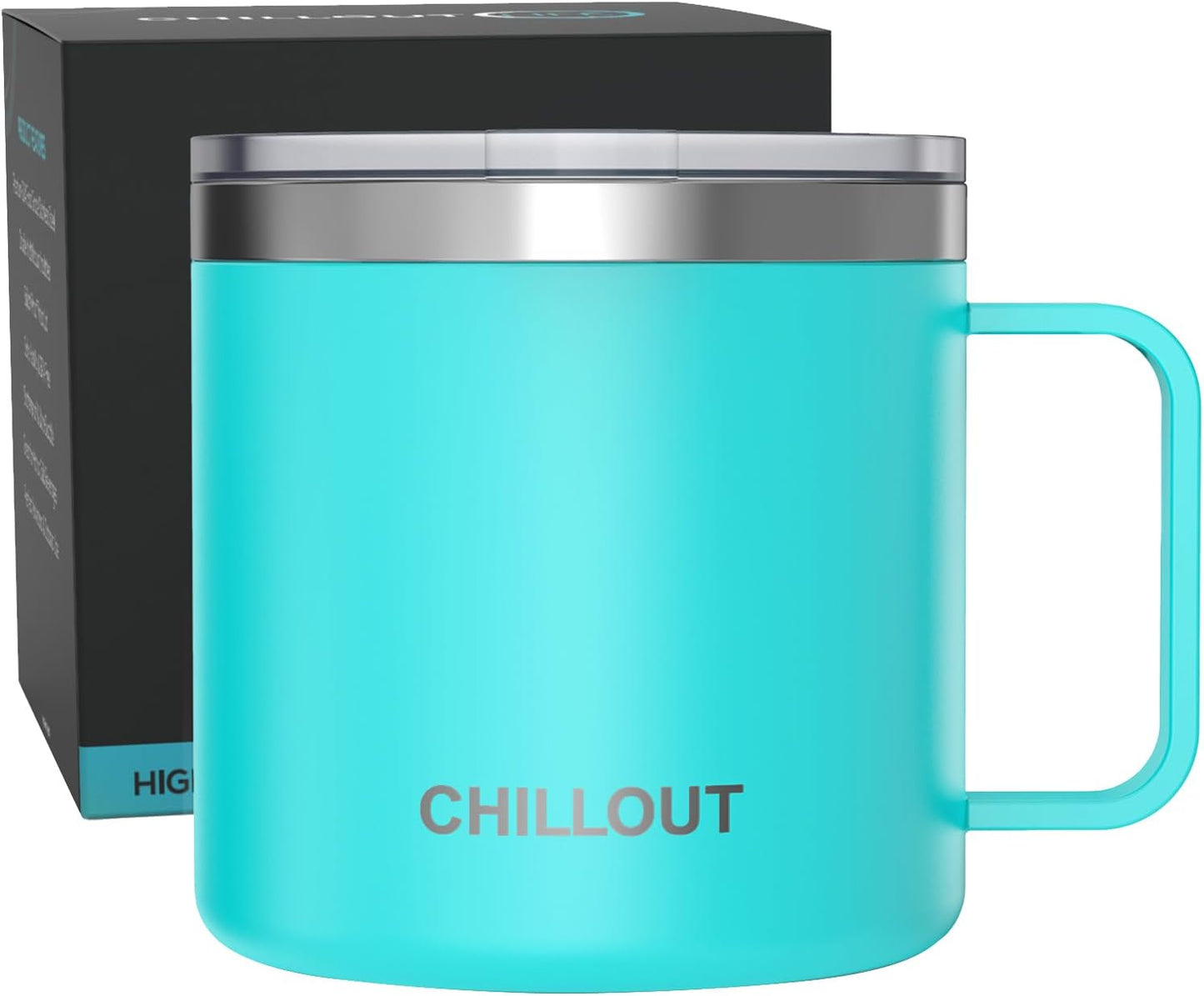Stainless Steel 20 oz Vacuum Insulated Coffee Mug with Handle and Lid, Large Thermal Camping Coffee Mug Cup with Durable Sliding Lid for Men & Women, Keeps your Beverages Hot/Cold