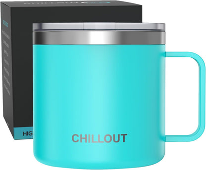 Stainless Steel 20 oz Vacuum Insulated Coffee Mug with Handle and Lid, Large Thermal Camping Coffee Mug Cup with Durable Sliding Lid for Men & Women, Keeps your Beverages Hot/Cold