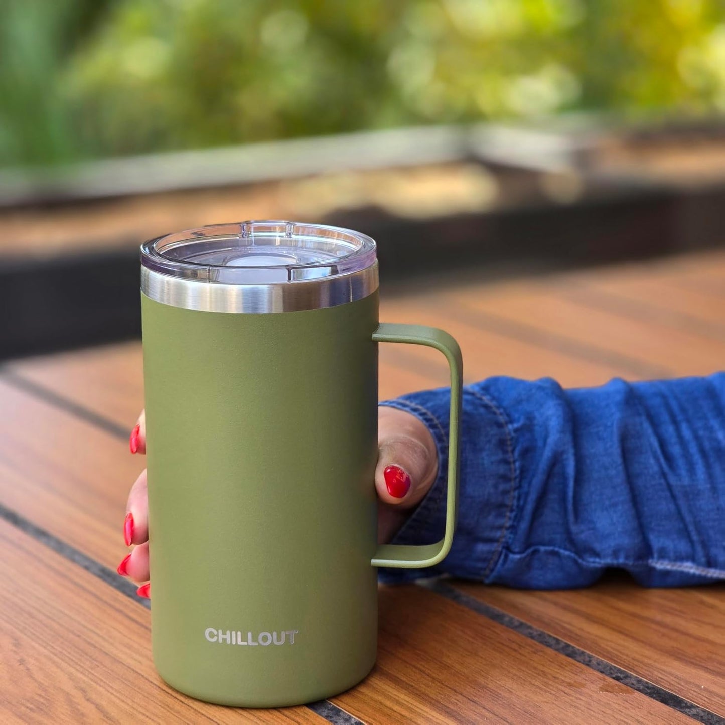 Stainless Steel 20 oz Vacuum Insulated Coffee Mug with Handle and Lid, Large Thermal Camping Coffee Mug Cup with Durable Sliding Lid for Men & Women, Keeps your Beverages Hot/Cold
