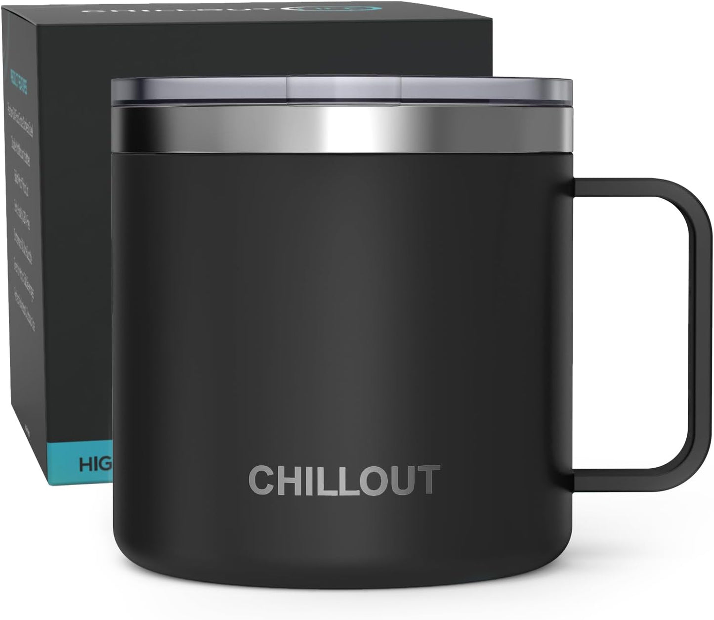 Stainless Steel 20 oz Vacuum Insulated Coffee Mug with Handle and Lid, Large Thermal Camping Coffee Mug Cup with Durable Sliding Lid for Men & Women, Keeps your Beverages Hot/Cold