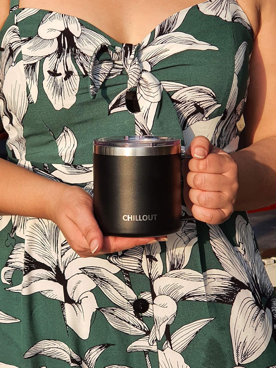 Stainless Steel 20 oz Vacuum Insulated Coffee Mug with Handle and Lid, Large Thermal Camping Coffee Mug Cup with Durable Sliding Lid for Men & Women, Keeps your Beverages Hot/Cold