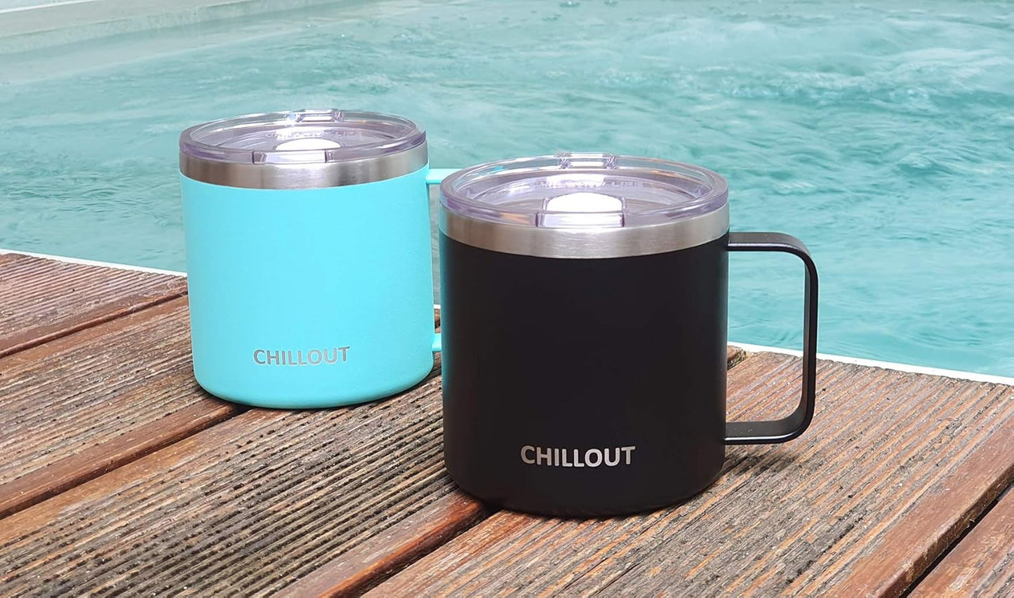 Stainless Steel 20 oz Vacuum Insulated Coffee Mug with Handle and Lid, Large Thermal Camping Coffee Mug Cup with Durable Sliding Lid for Men & Women, Keeps your Beverages Hot/Cold