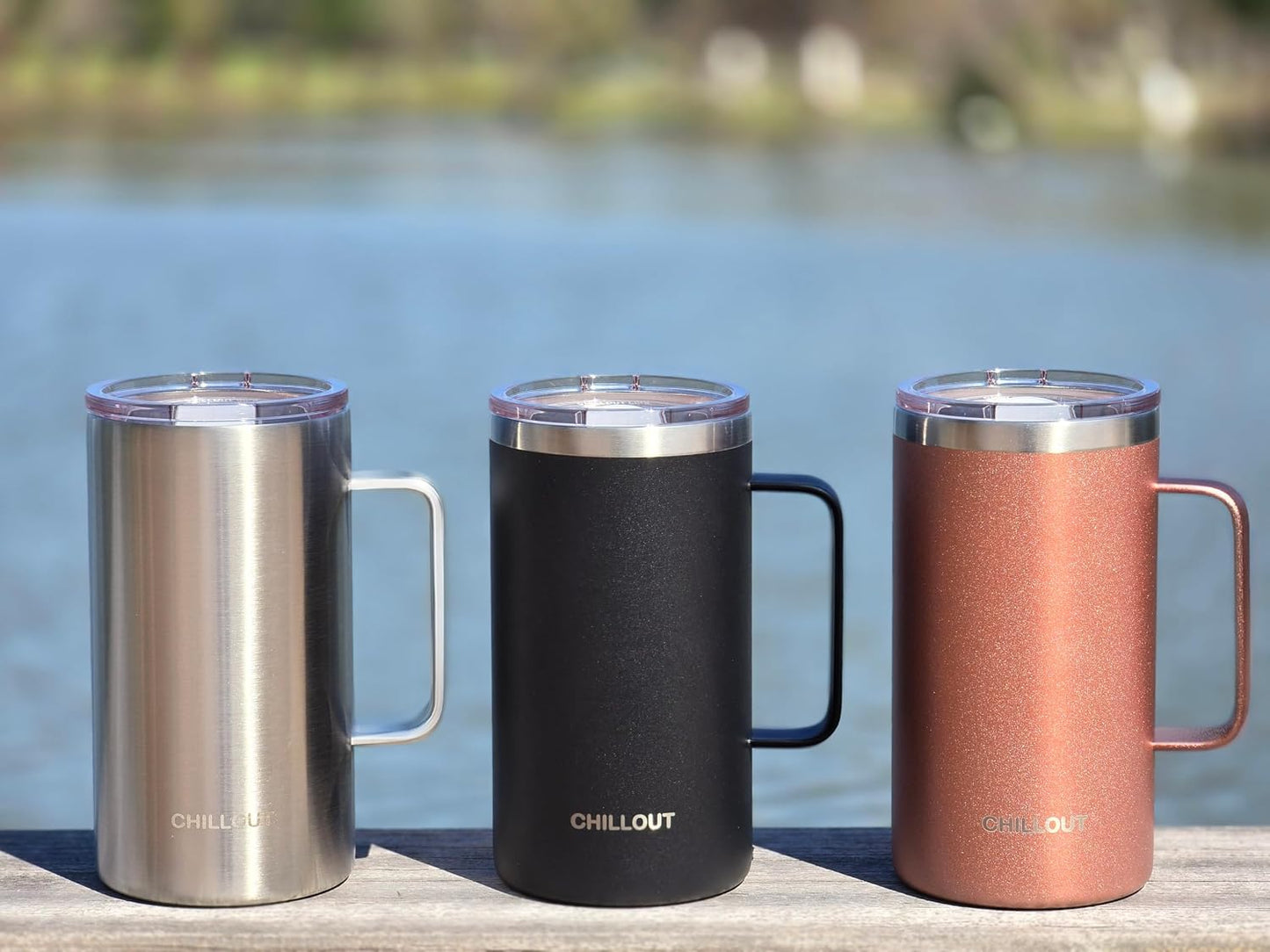 Stainless Steel 20 oz Vacuum Insulated Coffee Mug with Handle and Lid, Large Thermal Camping Coffee Mug Cup with Durable Sliding Lid for Men & Women, Keeps your Beverages Hot/Cold
