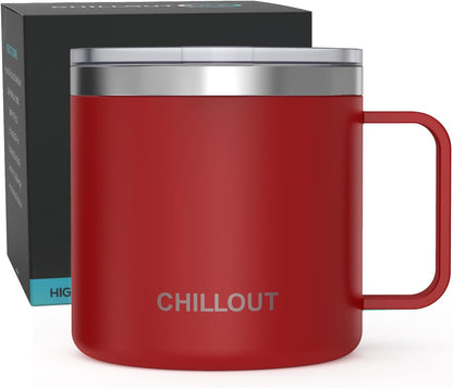 Stainless Steel 20 oz Vacuum Insulated Coffee Mug with Handle and Lid, Large Thermal Camping Coffee Mug Cup with Durable Sliding Lid for Men & Women, Keeps your Beverages Hot/Cold
