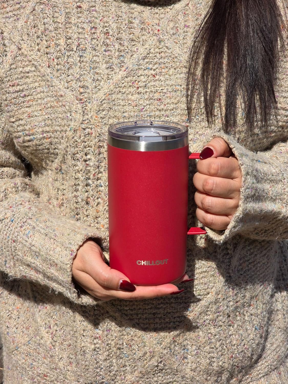 Stainless Steel 20 oz Vacuum Insulated Coffee Mug with Handle and Lid, Large Thermal Camping Coffee Mug Cup with Durable Sliding Lid for Men & Women, Keeps your Beverages Hot/Cold