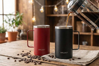 Stainless Steel 20 oz Vacuum Insulated Coffee Mug with Handle and Lid, Large Thermal Camping Coffee Mug Cup with Durable Sliding Lid for Men & Women, Keeps your Beverages Hot/Cold