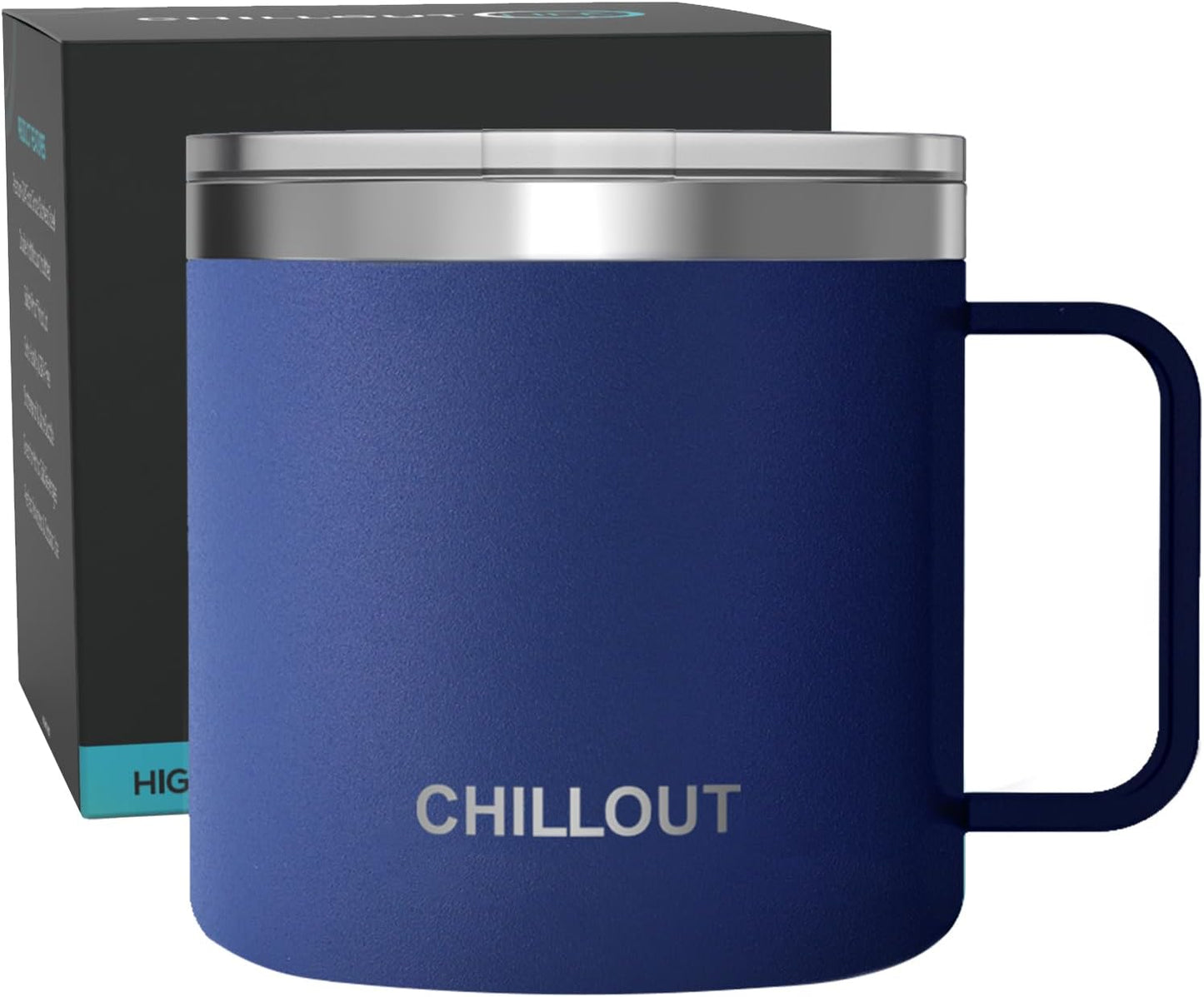 Stainless Steel 20 oz Vacuum Insulated Coffee Mug with Handle and Lid, Large Thermal Camping Coffee Mug Cup with Durable Sliding Lid for Men & Women, Keeps your Beverages Hot/Cold