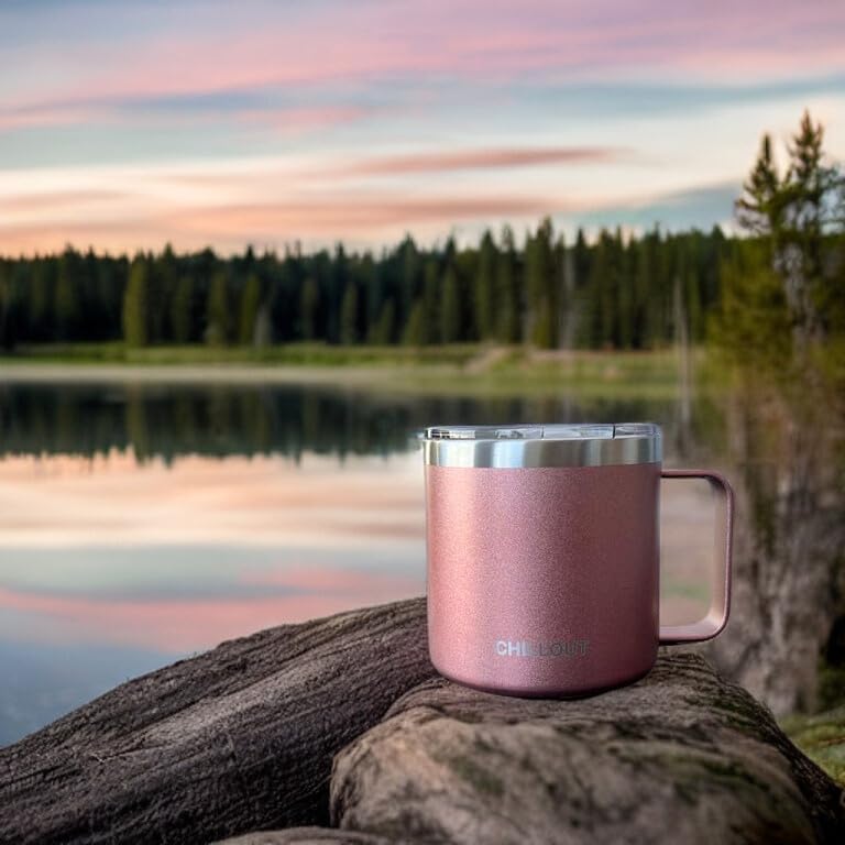 Stainless Steel 20 oz Vacuum Insulated Coffee Mug with Handle and Lid, Large Thermal Camping Coffee Mug Cup with Durable Sliding Lid for Men & Women, Keeps your Beverages Hot/Cold