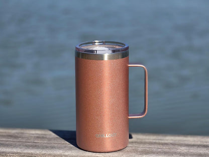 Stainless Steel 20 oz Vacuum Insulated Coffee Mug with Handle and Lid, Large Thermal Camping Coffee Mug Cup with Durable Sliding Lid for Men & Women, Keeps your Beverages Hot/Cold