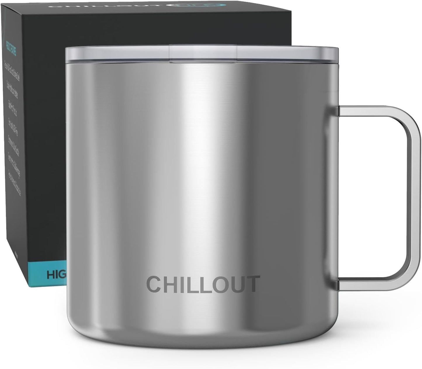 Stainless Steel 20 oz Vacuum Insulated Coffee Mug with Handle and Lid, Large Thermal Camping Coffee Mug Cup with Durable Sliding Lid for Men & Women, Keeps your Beverages Hot/Cold
