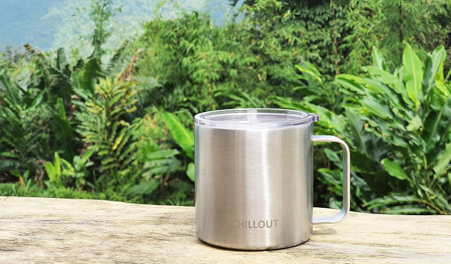 Stainless Steel 20 oz Vacuum Insulated Coffee Mug with Handle and Lid, Large Thermal Camping Coffee Mug Cup with Durable Sliding Lid for Men & Women, Keeps your Beverages Hot/Cold