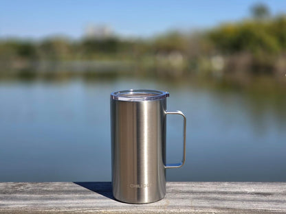 Stainless Steel 20 oz Vacuum Insulated Coffee Mug with Handle and Lid, Large Thermal Camping Coffee Mug Cup with Durable Sliding Lid for Men & Women, Keeps your Beverages Hot/Cold