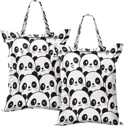 Cute Panda Waterproof Travel Laundry Bag Washable 2 Count