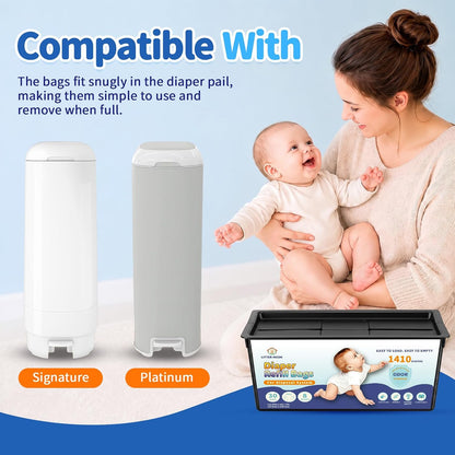 3 Pack Diaper Pail Refill Bags, 90 Bags Total
