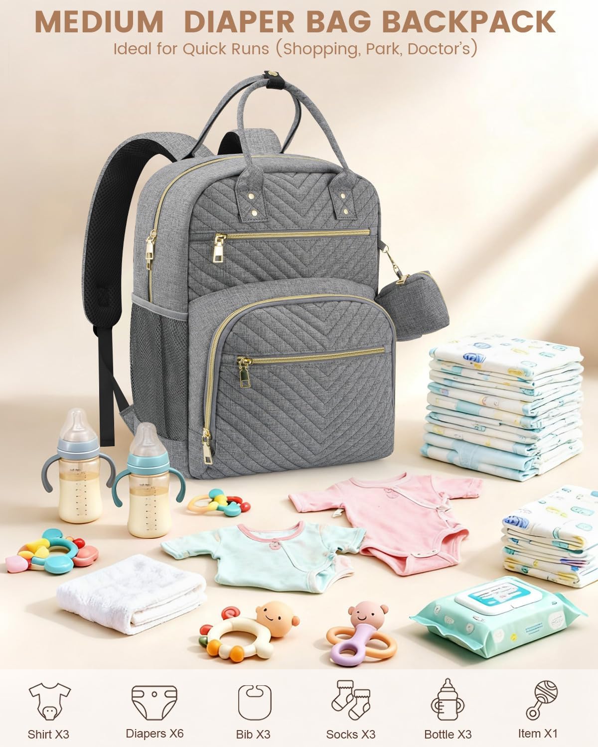 Diaper Bag Backpack, Baby Bag Backpack Baby Essentials for Mom Dad