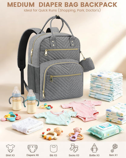 Diaper Bag Backpack, Baby Bag Backpack Baby Essentials for Mom Dad