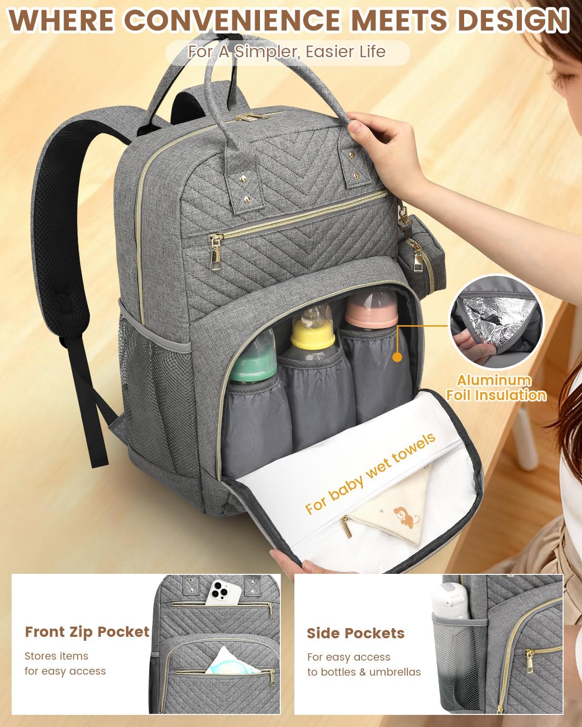 Diaper Bag Backpack, Baby Bag Backpack Baby Essentials for Mom Dad
