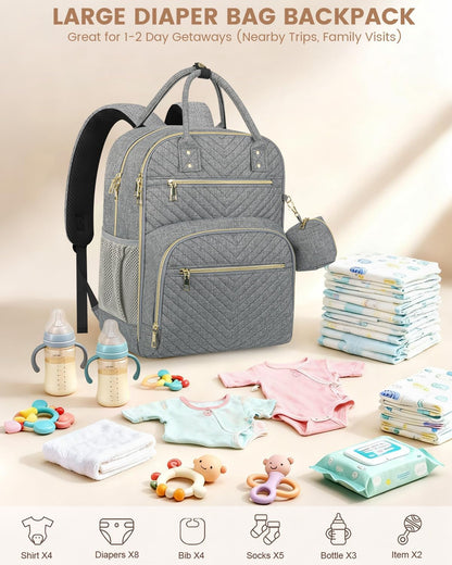 Diaper Bag Backpack, Baby Bag Backpack Baby Essentials for Mom Dad