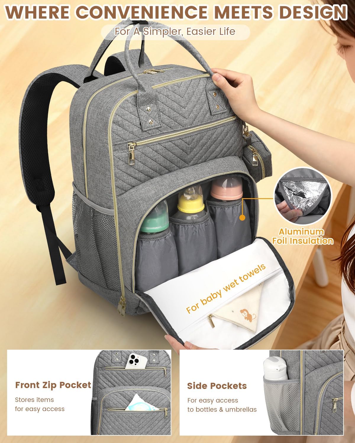 Diaper Bag Backpack, Baby Bag Backpack Baby Essentials for Mom Dad