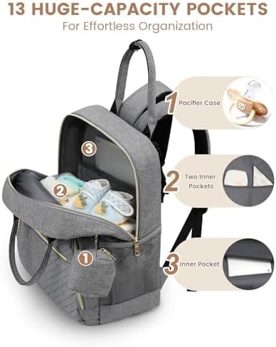 Diaper Bag Backpack, Baby Bag Backpack Baby Essentials for Mom Dad