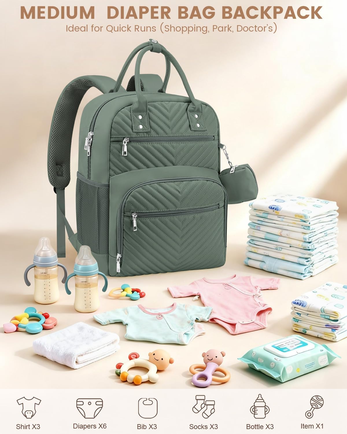 Diaper Bag Backpack, Baby Bag Backpack Baby Essentials for Mom Dad