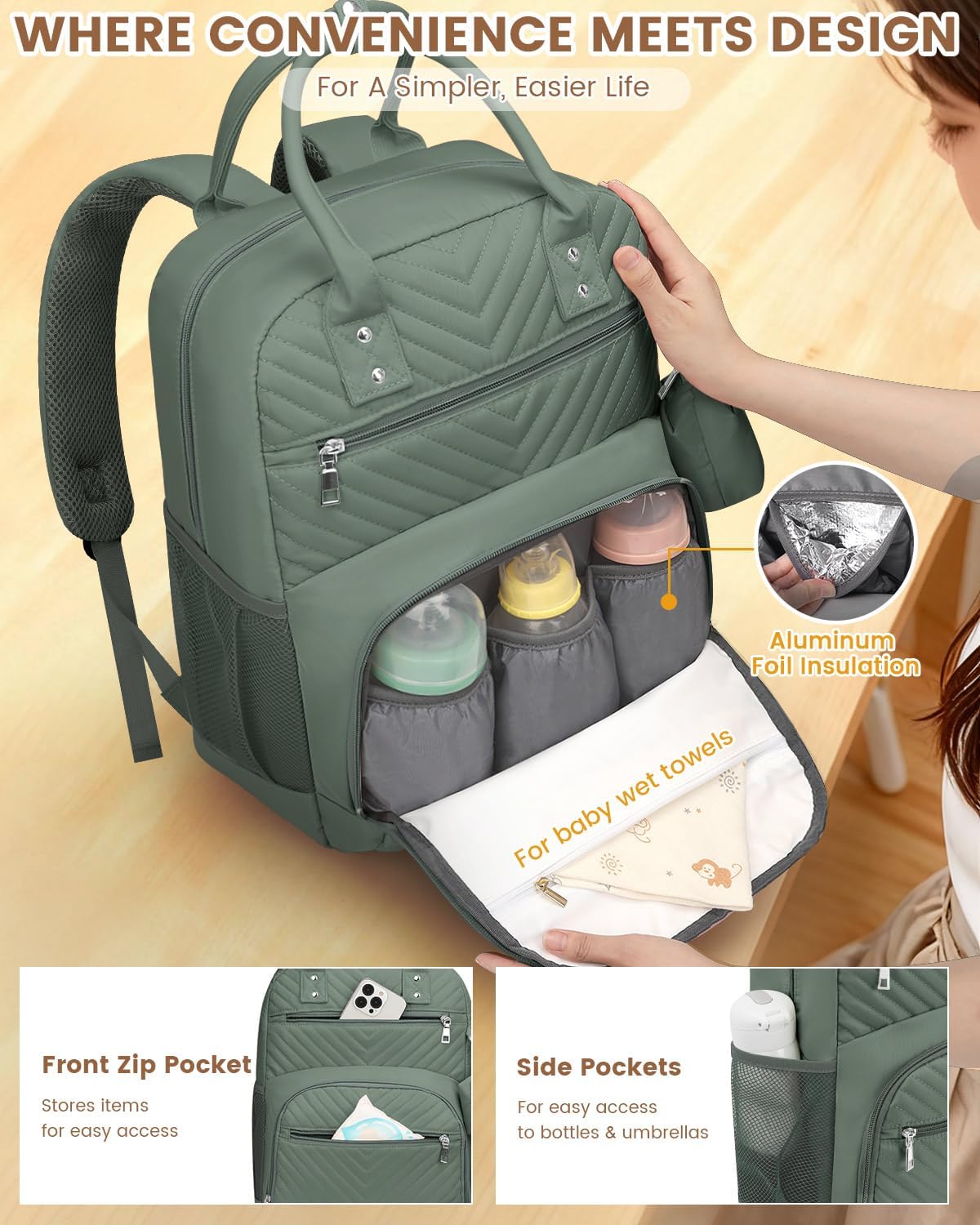 Diaper Bag Backpack, Baby Bag Backpack Baby Essentials for Mom Dad