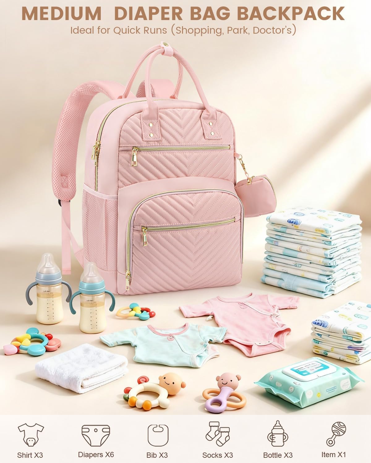 Diaper Bag Backpack, Baby Bag Backpack Baby Essentials for Mom Dad
