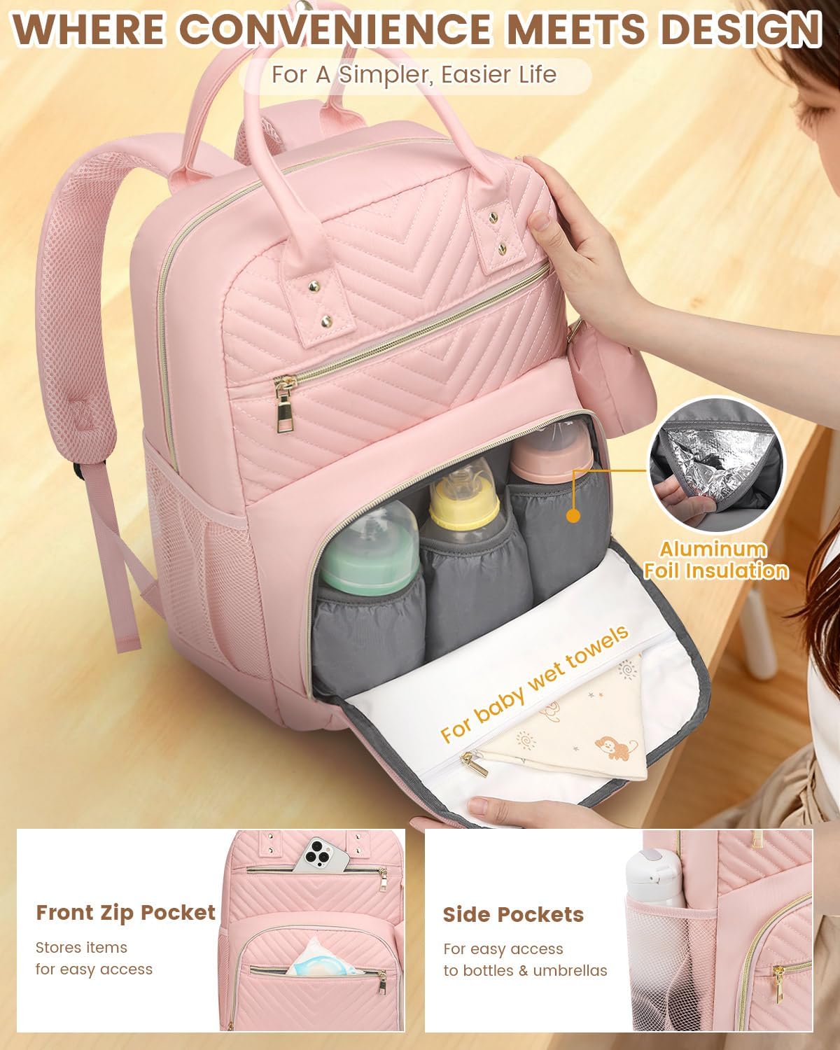 Diaper Bag Backpack, Baby Bag Backpack Baby Essentials for Mom Dad