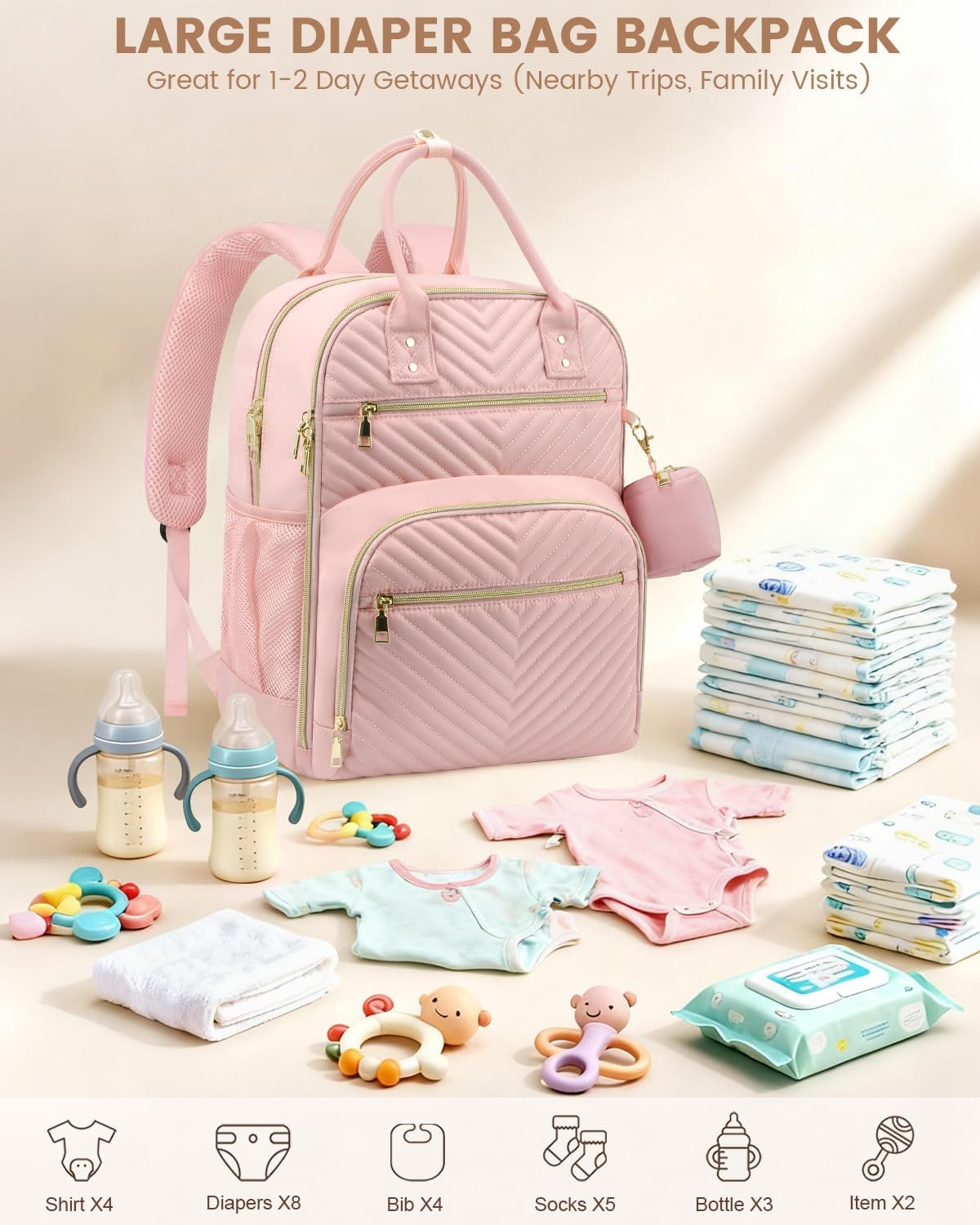 Diaper Bag Backpack, Baby Bag Backpack Baby Essentials for Mom Dad