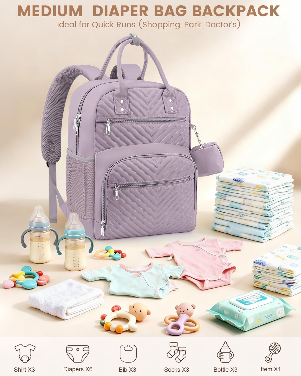 Diaper Bag Backpack, Baby Bag Backpack Baby Essentials for Mom Dad