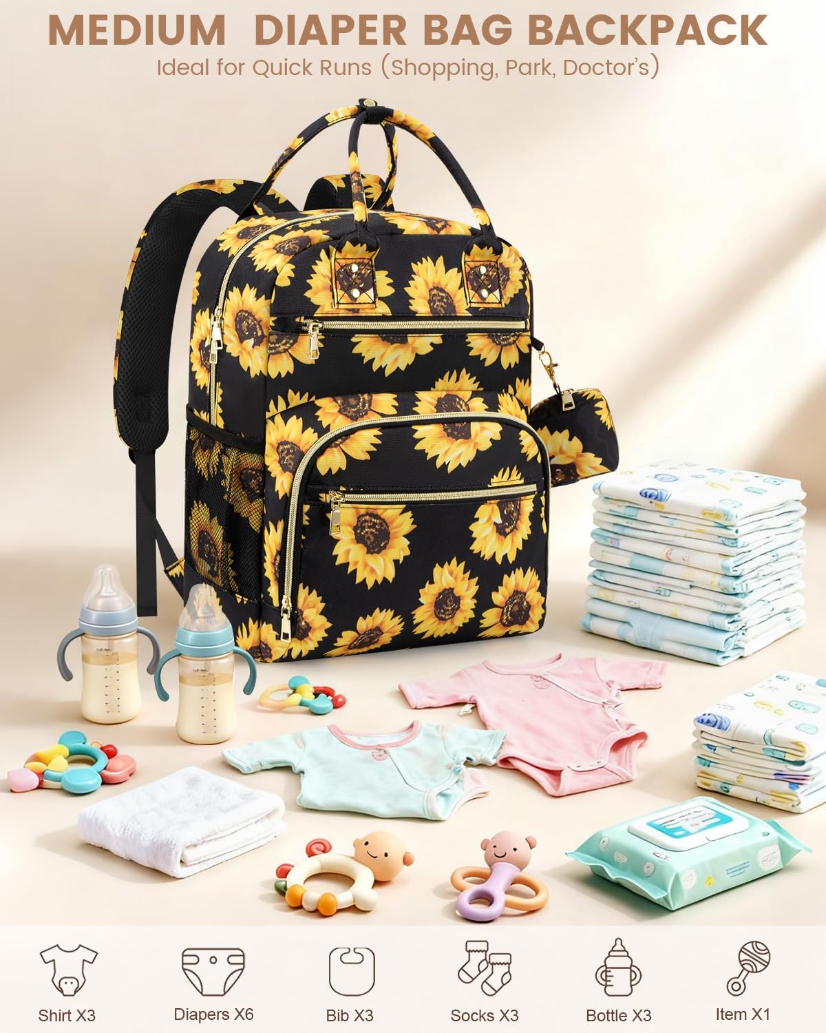 Diaper Bag Backpack, Baby Bag Backpack Baby Essentials for Mom Dad