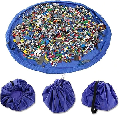 Children's 2-in-1 Storage Mat & Play Pad (Large Organizer for Blocks)(Light Blue)