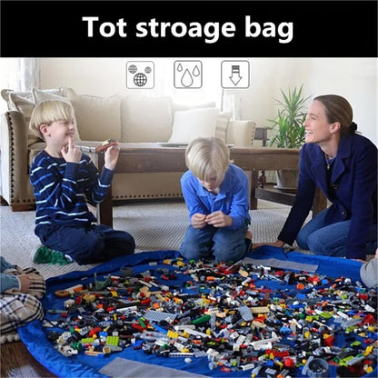 Children's 2-in-1 Storage Mat & Play Pad (Large Organizer for Blocks)(Light Blue)