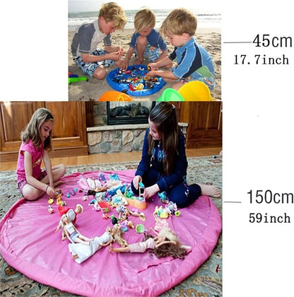 Children's 2-in-1 Storage Mat & Play Pad (Large Organizer for Blocks)(Light Blue)